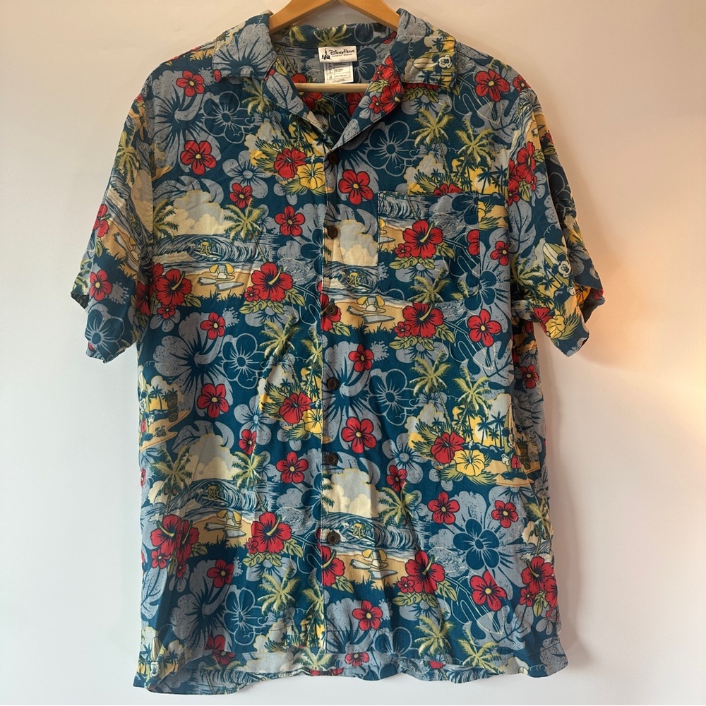 VTG‎ Disney Parks Disneyland Men’s Unisex M Mickey Donald Pluto Hawaiian Shirt